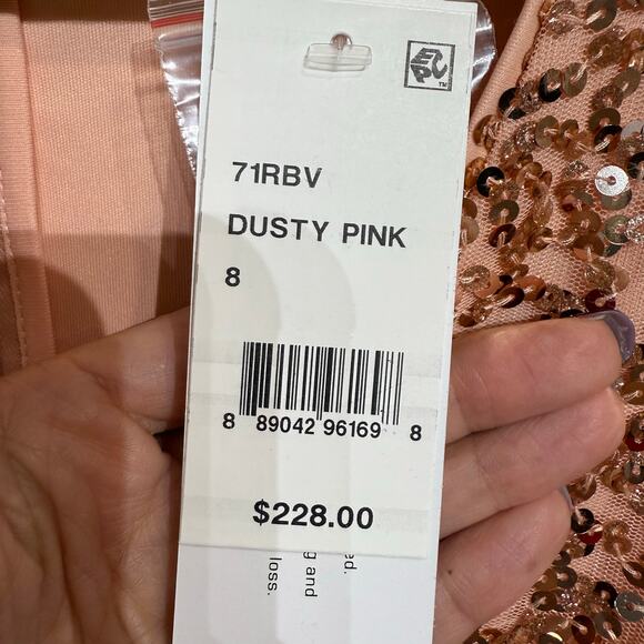 French Connection Dusty Pink Cellienne Sequin Mini Dress Sz 8 NWT - Picture 8 of 14
